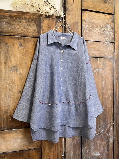 mavi çizgili pamuklu gömlek 