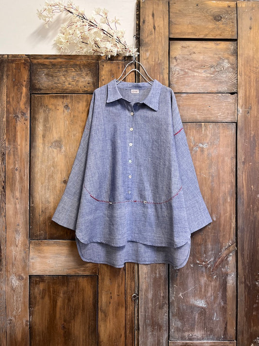 mavi çizgili pamuklu gömlek 