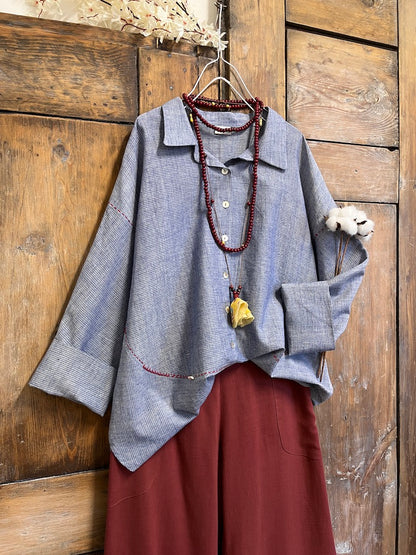 mavi çizgili pamuklu gömlek 