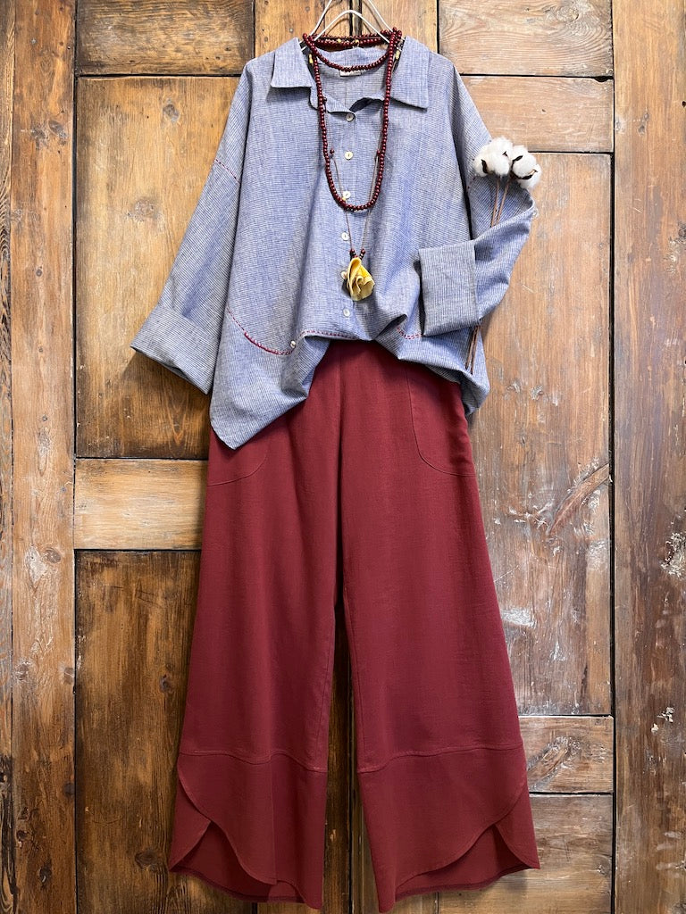 mavi çizgili pamuklu gömlek 