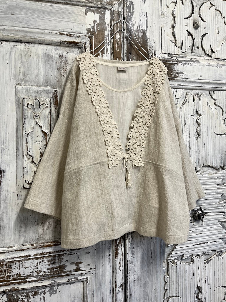 ipek keten krem ceket