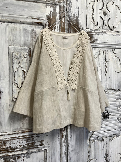 ipek keten krem ceket