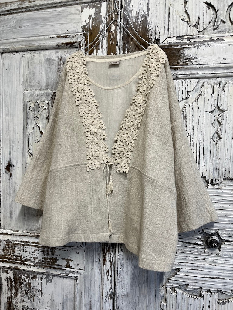 ipek keten krem ceket