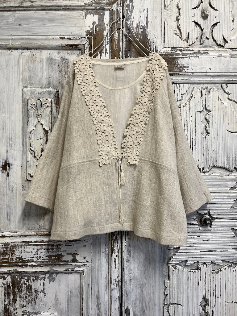 ipek keten krem ceket