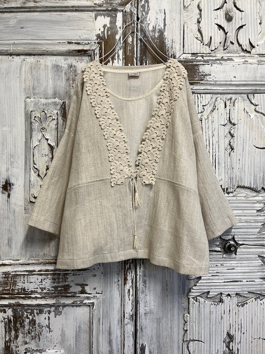 ipek keten krem ceket