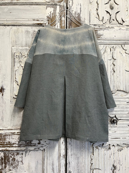 shibori kumaş parçalı keten ceket