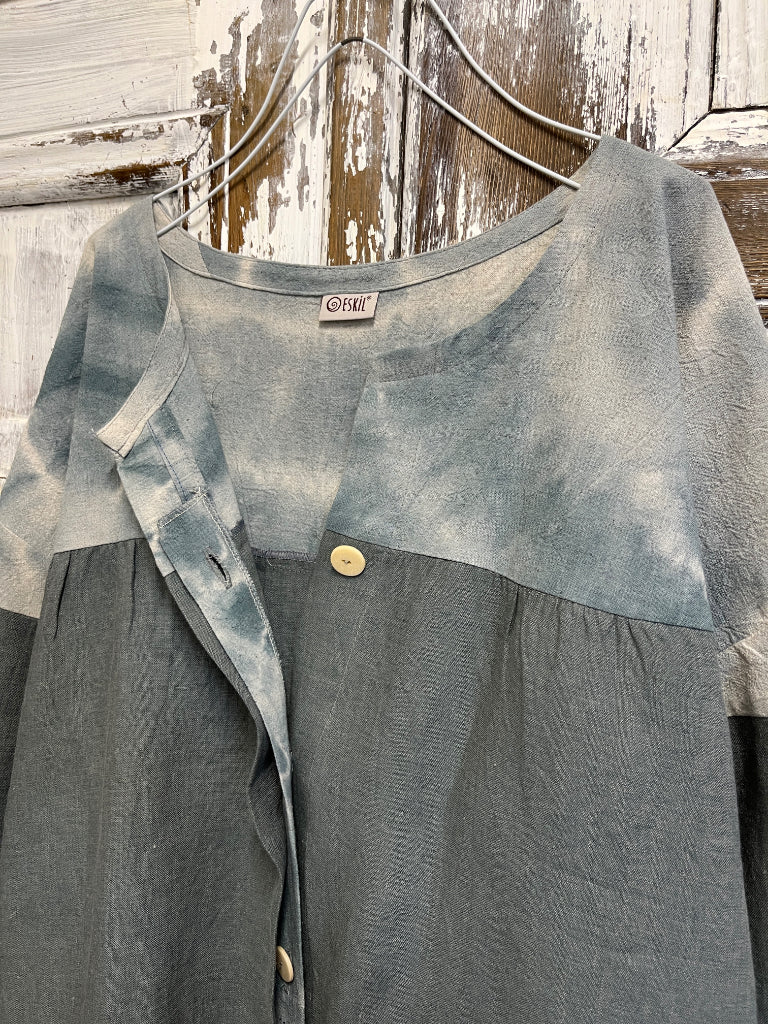 shibori kumaş parçalı keten ceket