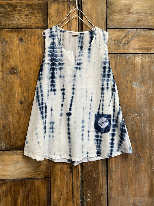 Shibori Kolsuz Ön Detay Bluz