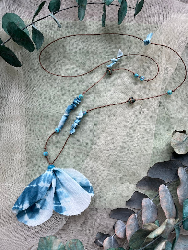 shibori kumaş tasarım kolye