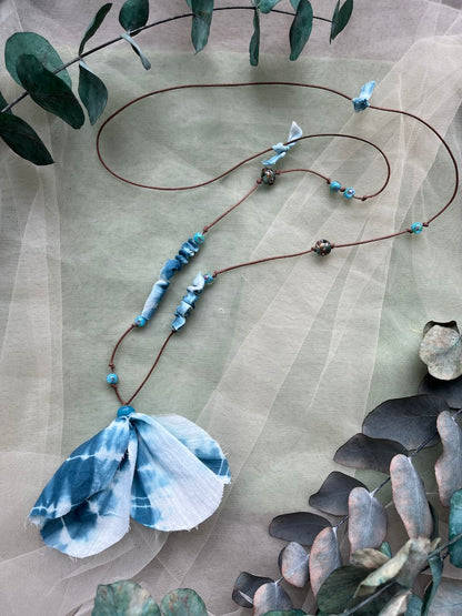 shibori kumaş tasarım kolye