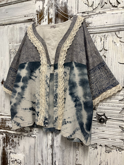 shibori salaş kesim yaka dantel ceket