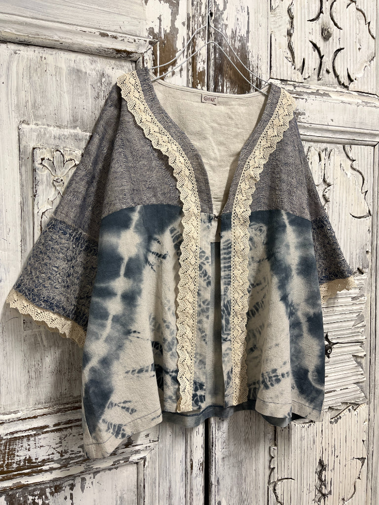 shibori salaş kesim yaka dantel ceket