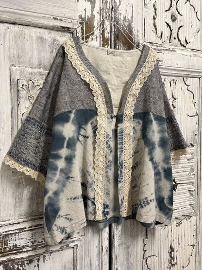 shibori salaş kesim yaka dantel ceket