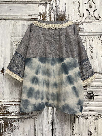 shibori salaş kesim yaka dantel ceket