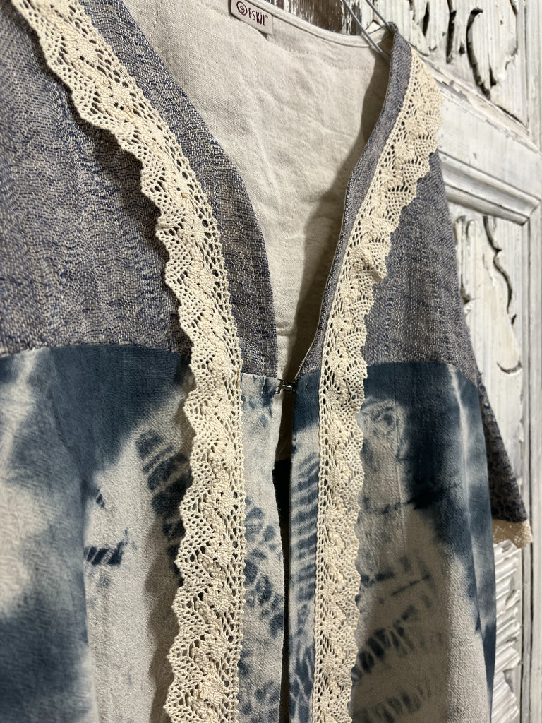 shibori salaş kesim yaka dantel ceket