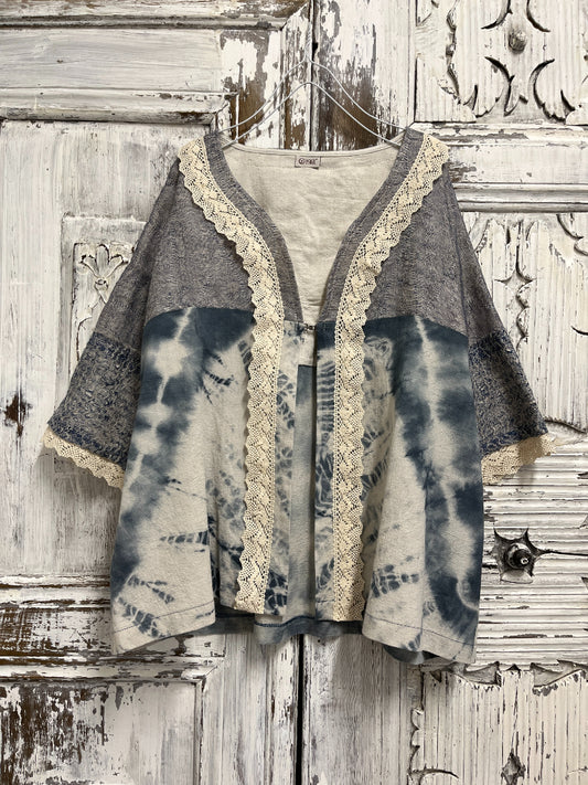 shibori salaş kesim yaka dantel ceket