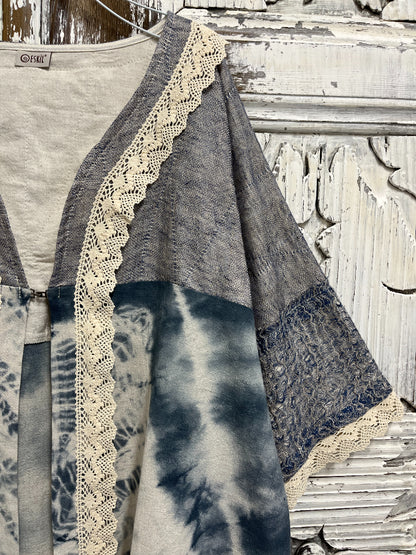 shibori salaş kesim yaka dantel ceket