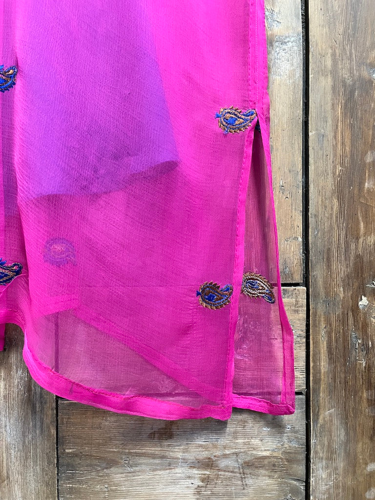 pembe astarlı şifon şık elbise