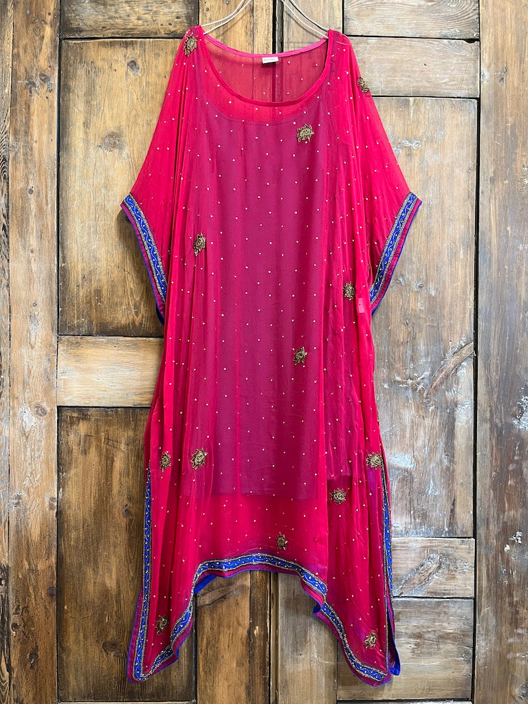 pembe ipek şifon elbise