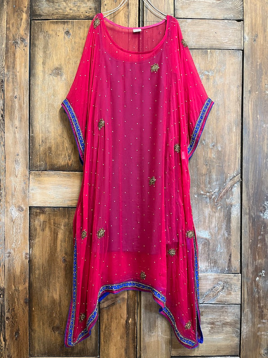 pembe ipek şifon elbise