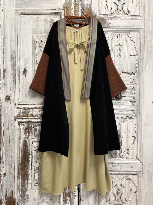 siyah süet şık kaftan