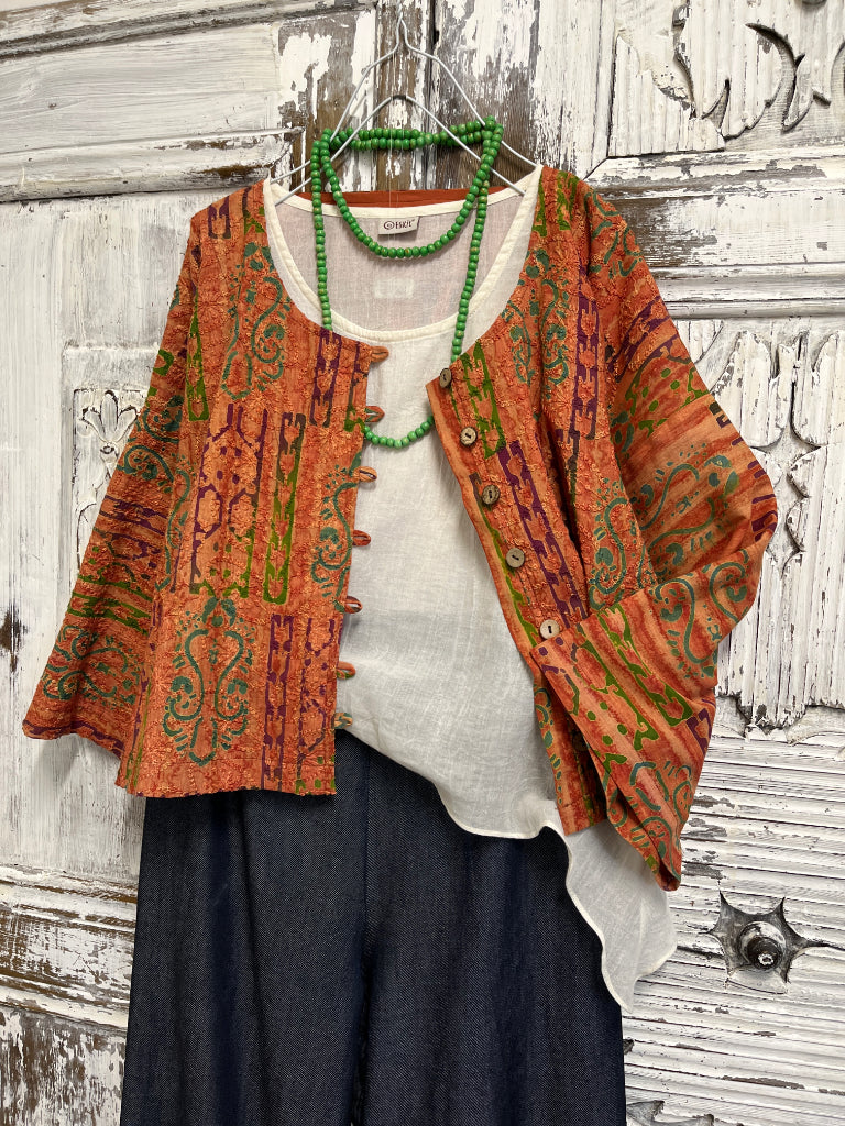 el işli turuncu kısa ceket 