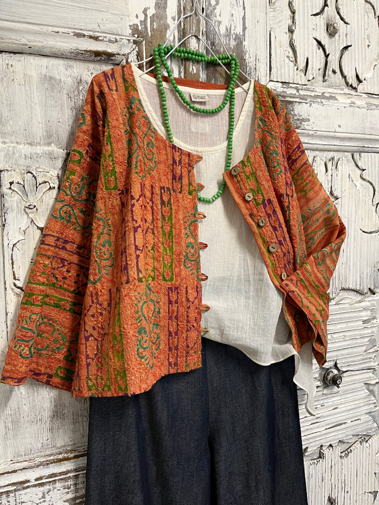 el işli turuncu kısa ceket 