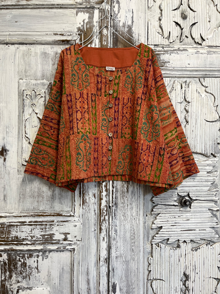 el işli turuncu kısa ceket 