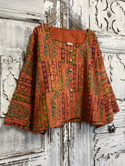 el işli turuncu kısa ceket 