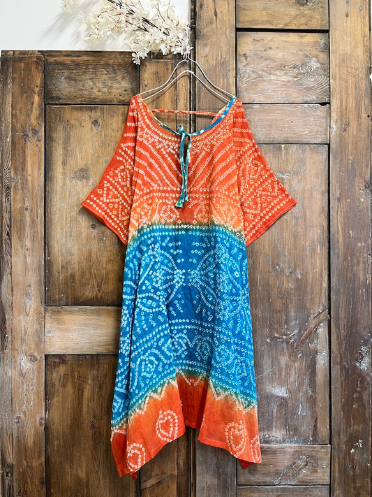 turuncu tie dye pareo elbise