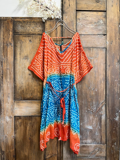 turuncu tie dye pareo elbise