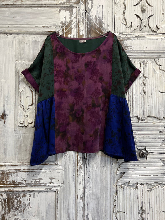ipek kısa kollu patch bluz 