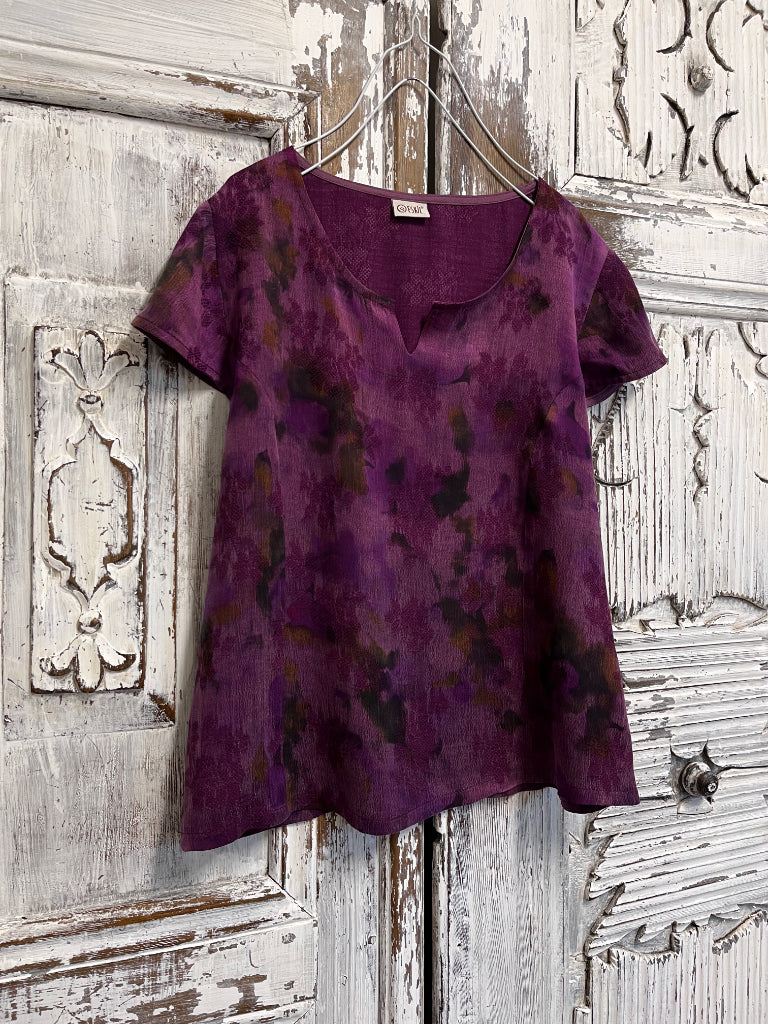 pembe vegan ipek desenli bluz