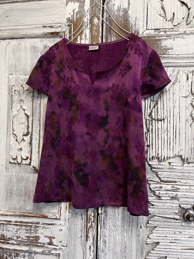 pembe vegan ipek desenli bluz