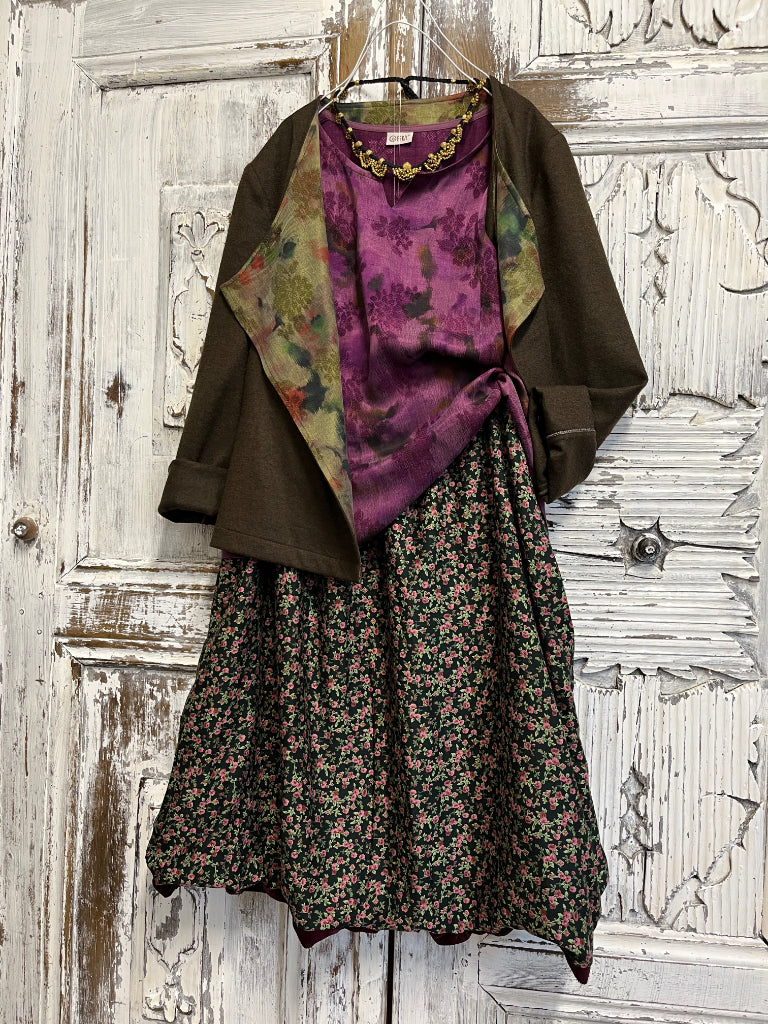 pembe vegan ipek desenli bluz