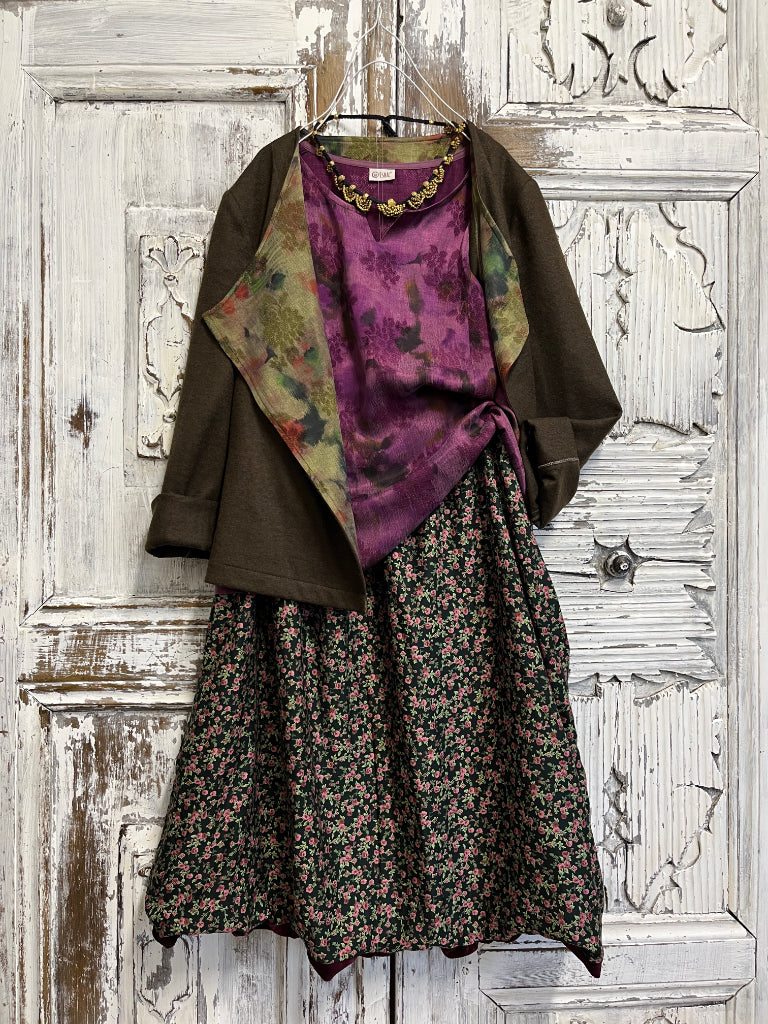 pembe vegan ipek desenli bluz