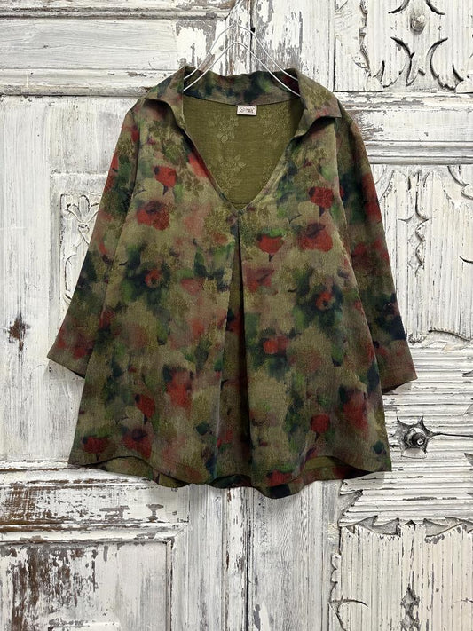 Vegan İpek V Yaka Bluz