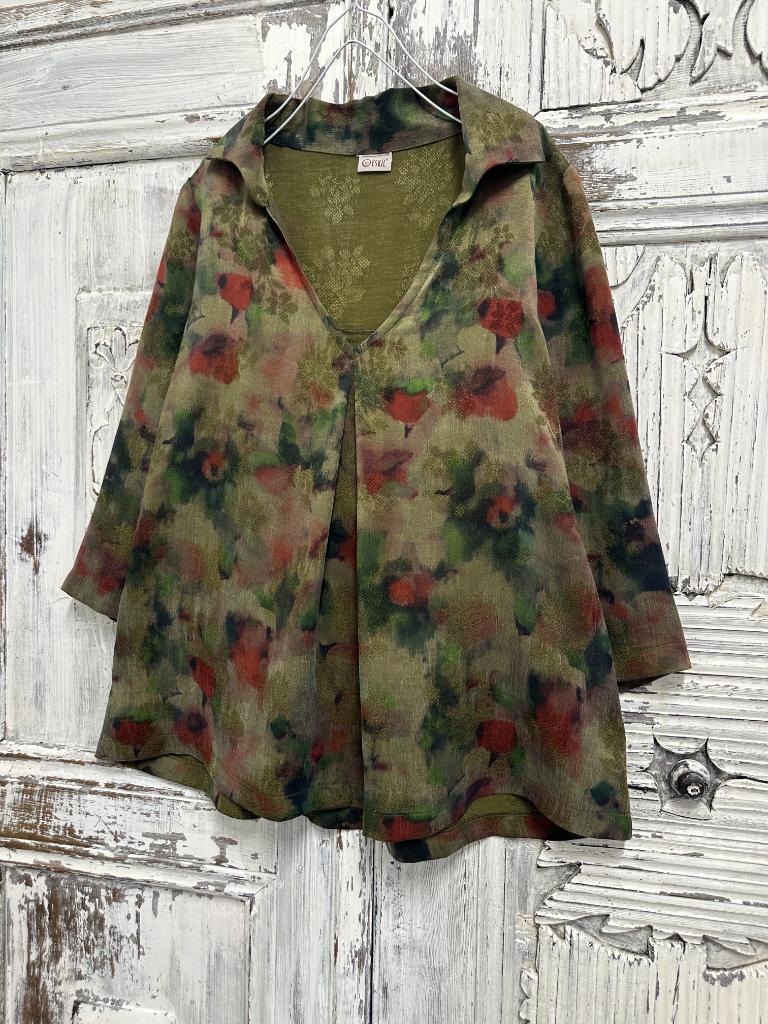 Vegan İpek V Yaka Bluz