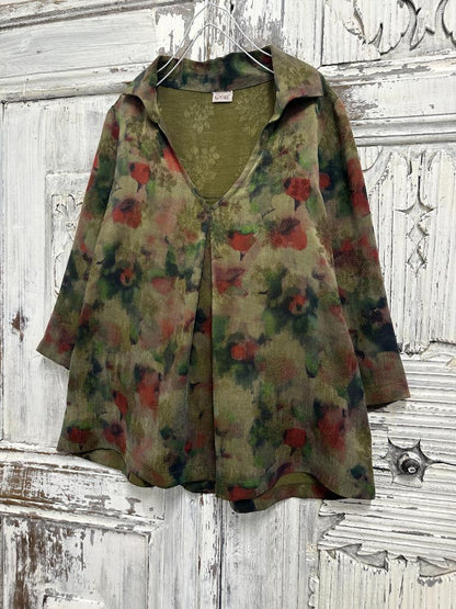 Vegan İpek V Yaka Bluz