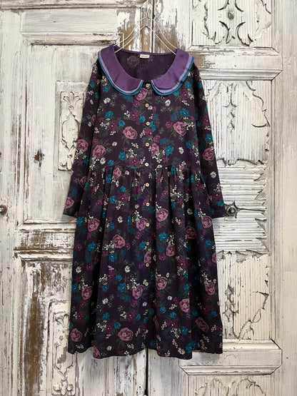 mor çiçek desenli bebe yakalı elbise