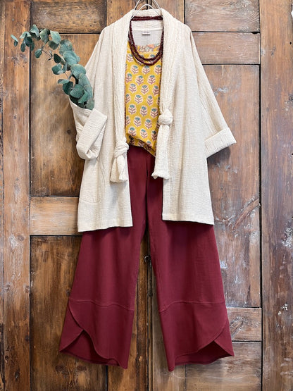 keten dokuma uzun ceket