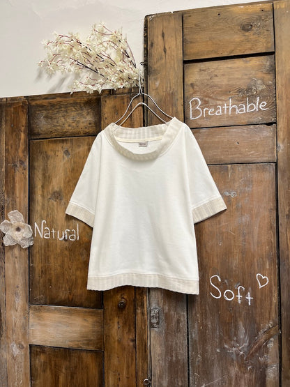 pamuklu el dokuma detay kısa kollu bluz