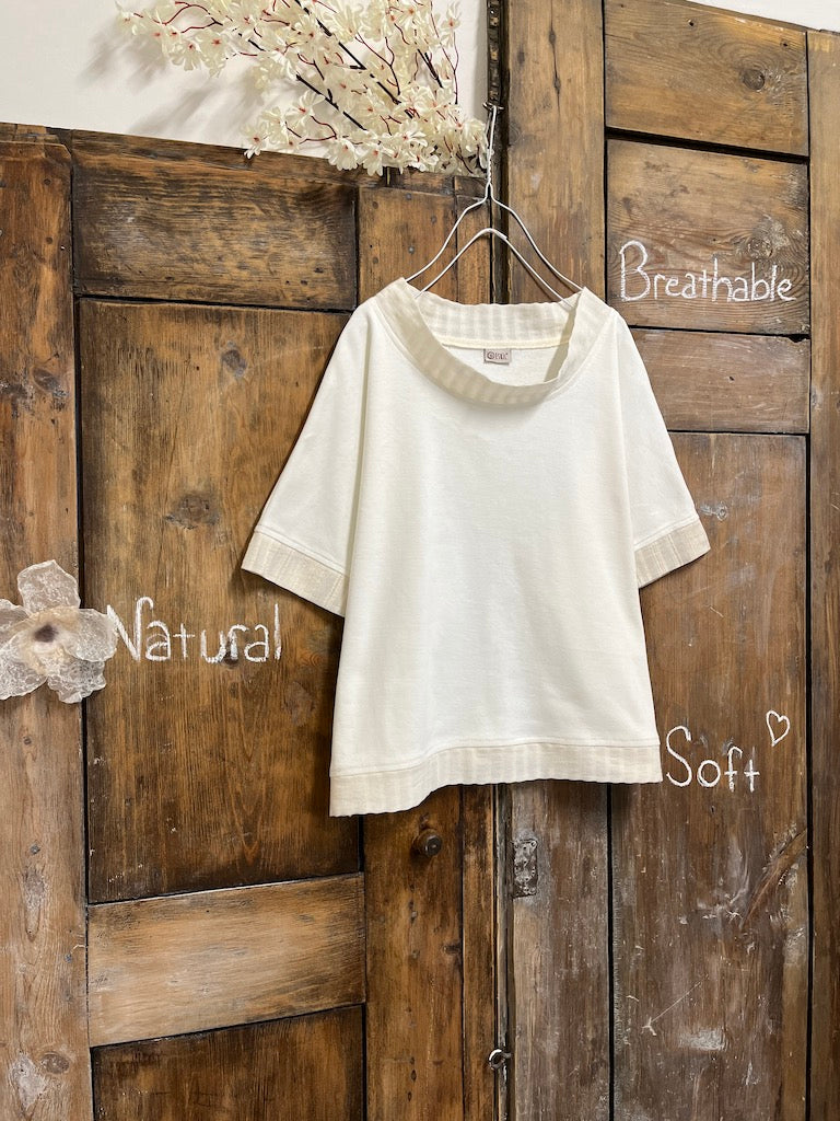 pamuklu el dokuma detay kısa kollu bluz