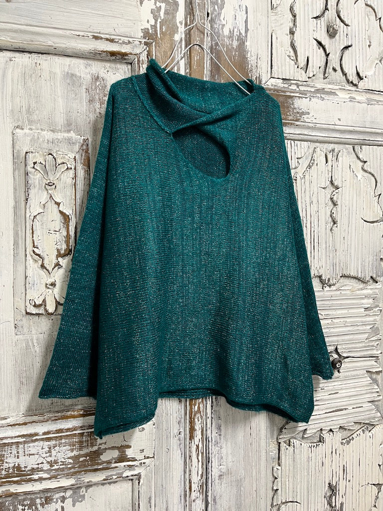 moher petrol rengi yaka pencere detay triko