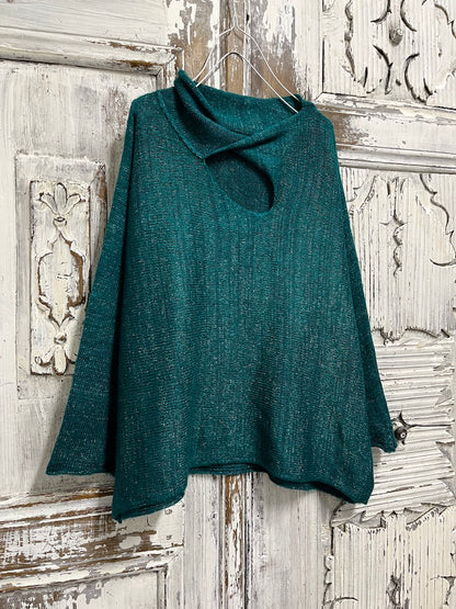 moher petrol rengi yaka pencere detay triko