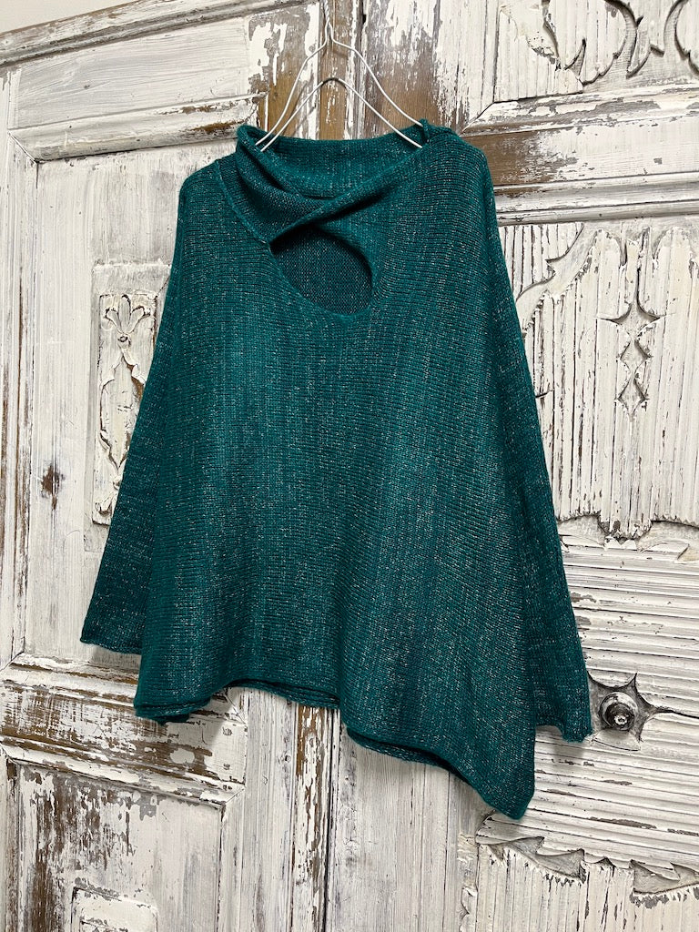 moher petrol rengi yaka pencere detay triko