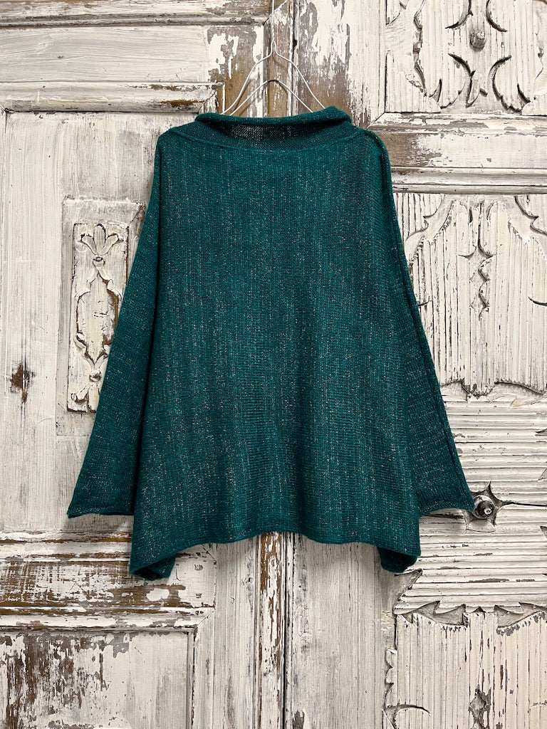 moher petrol rengi yaka pencere detay triko