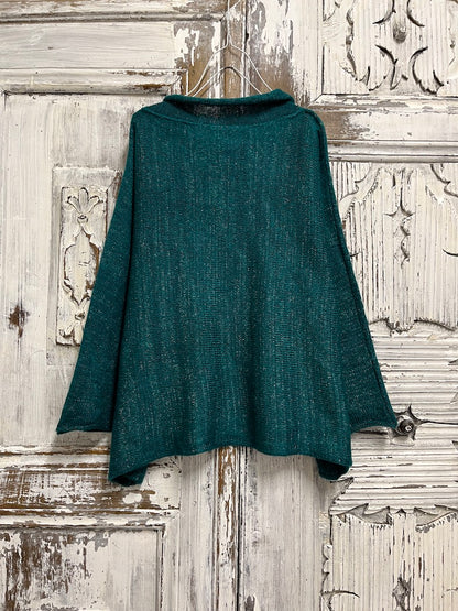 moher petrol rengi yaka pencere detay triko