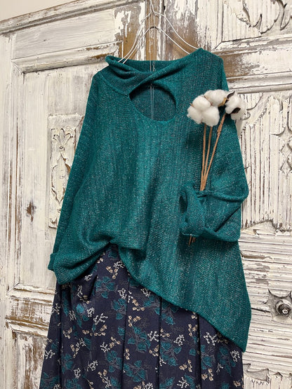 moher petrol rengi yaka pencere detay triko