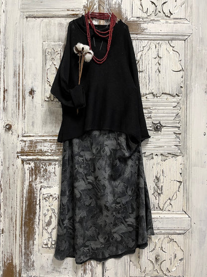 siyah salaş yaka pencere detay triko